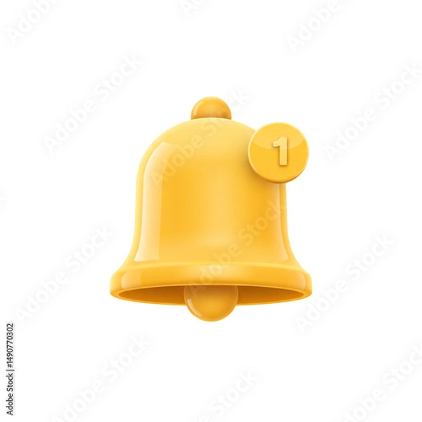 Fototapeta Animated notification bell with one unread message