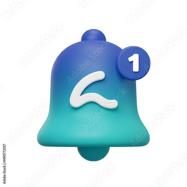 Obraz Animated notification bell, 3d design, trendy notification icon