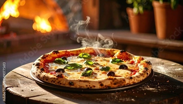 Fototapeta Fresh Pizza with Steam.