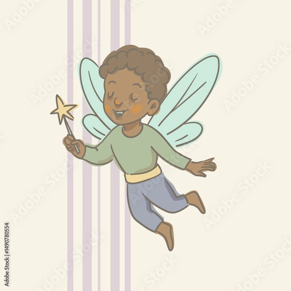 Obraz Cartoon Illustration of a Flying Fairy, Whimsical Vector Character