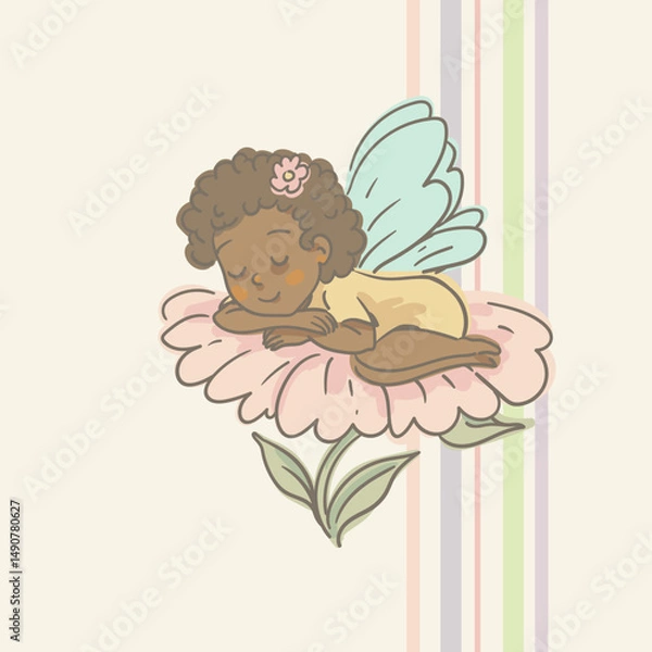 Obraz Cartoon Illustration of a Flying Fairy, Whimsical Vector Character