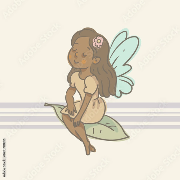 Obraz Cartoon Illustration of a Flying Fairy, Whimsical Vector Character