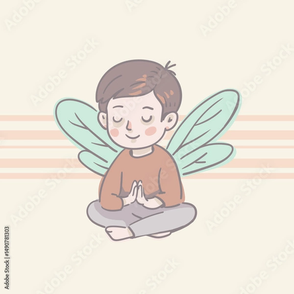 Obraz Cartoon Illustration of a Flying Fairy, Whimsical Vector Character