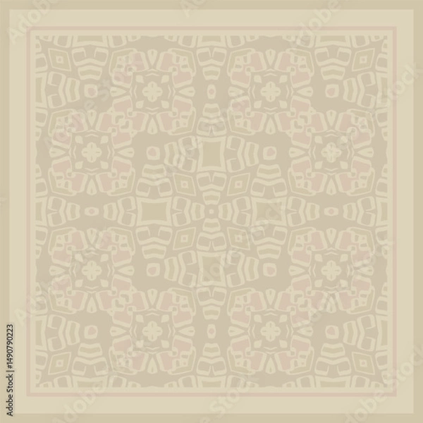 Obraz Abstract geometric pattern in beige pink. Textile printing, interior design,  wallpaper. Scarf design. Frame.