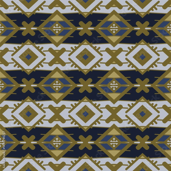 Obraz Creative trendy color abstract geometric pattern in gray yellow blue can be used for printing onto fabric, interior, design, textile. Ribbons.