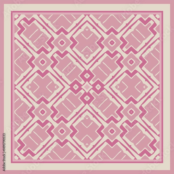 Obraz Seamless pattern in pink for decoration. Print for paper, tiles, textiles. Home  decor, interior design, cloth design. Frame.