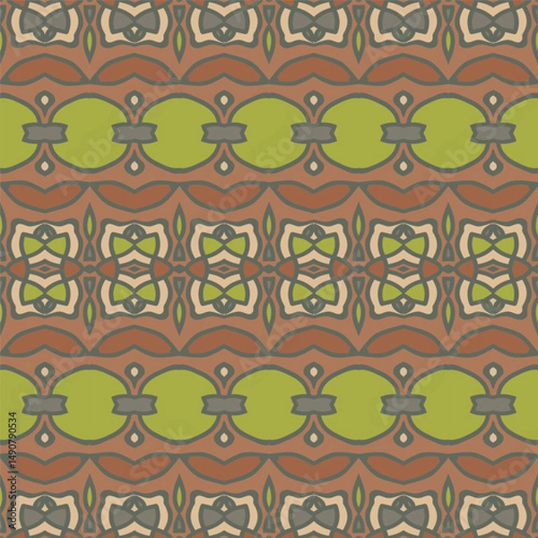 Fototapeta Creative trendy color abstract geometric pattern in red green gray, can be used for printing onto fabric, interior, design, textile. Ribbons.