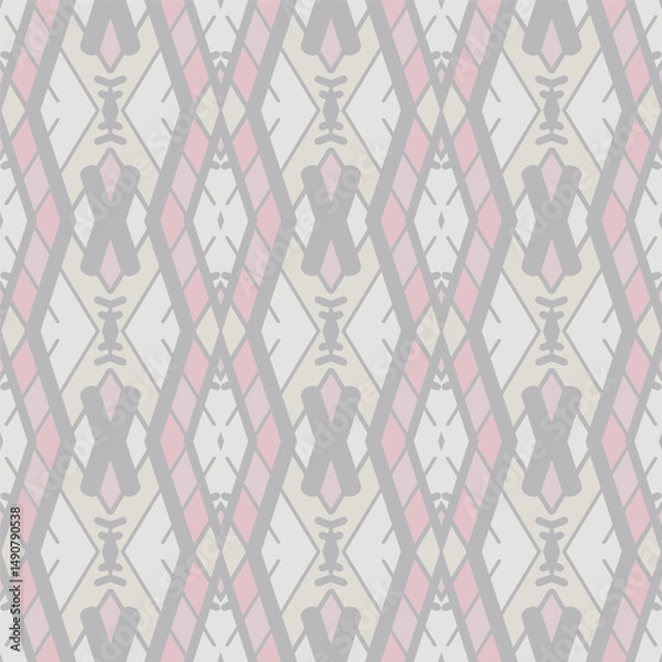 Obraz Creative trendy color abstract geometric pattern in white gray pink, can be used for printing onto fabric, interior, design, textile. Ribbons.