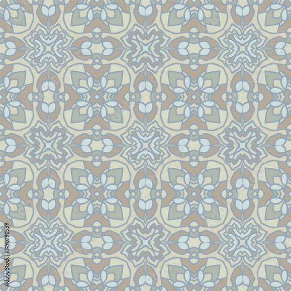Fototapeta Seamless pattern in gray blue brown for decoration. Print for paper, tiles, textiles. Home  decor, interior design, cloth design.