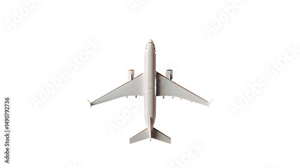 Fototapeta Top View of a Sleek Commercial Airplane Highlighting Its Elegance and Design Details