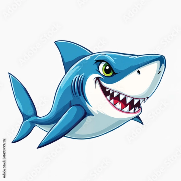 Obraz shark cartoon isolated on white