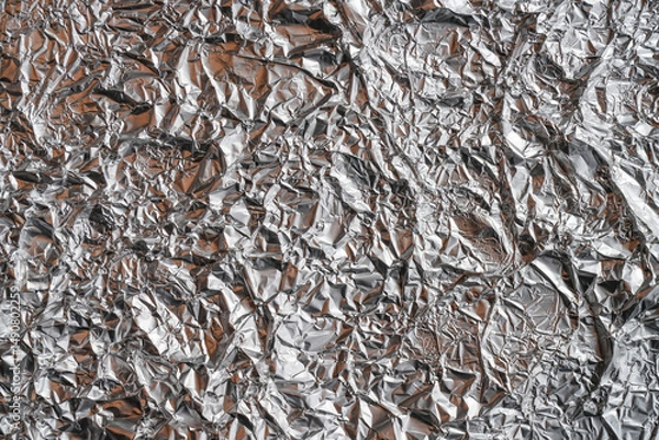 Obraz The texture of shiny aluminum foil close up