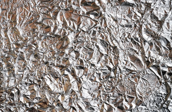 Obraz The texture of shiny aluminum foil close up