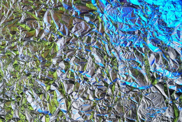 Obraz The texture of shiny aluminum foil close up