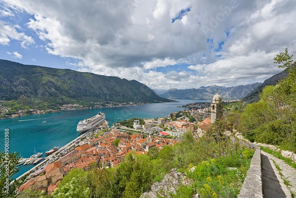 Obraz View on Kotor bay from the fortification