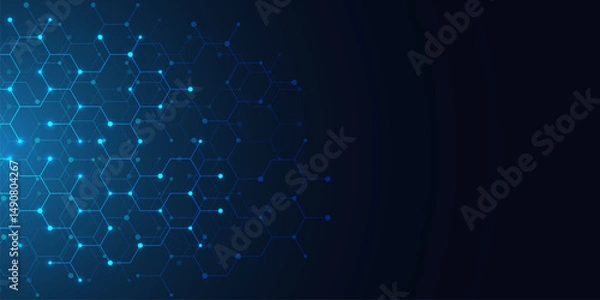 Obraz Abstract technology background and design element with hexagons pattern and geometric shapes