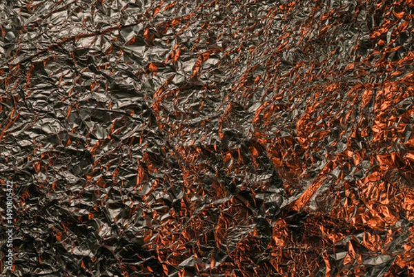 Obraz The texture of shiny aluminum foil close up