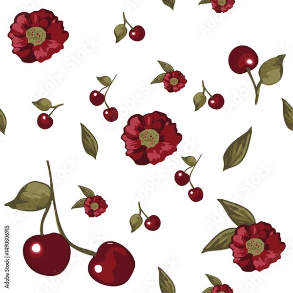 Fototapeta cherry pattern with transparent background