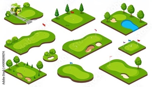 Obraz Isometric Golf Course Elements.
