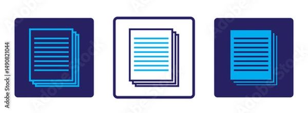 Fototapeta document icon on white background. document sign. flat style. paper icon for your web site design, logo, app, UI. simple 3 page document icon. file symbol.