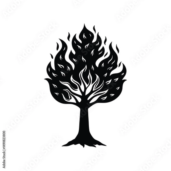Obraz burning tree silhouette