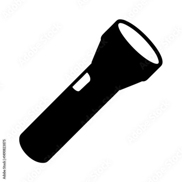 Fototapeta Black and white illustration of a simple handheld flashlight for illumination
