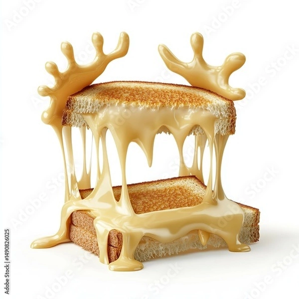Fototapeta An artistic stack of toasted bread joyfully cascading in melted caramel against a clean white