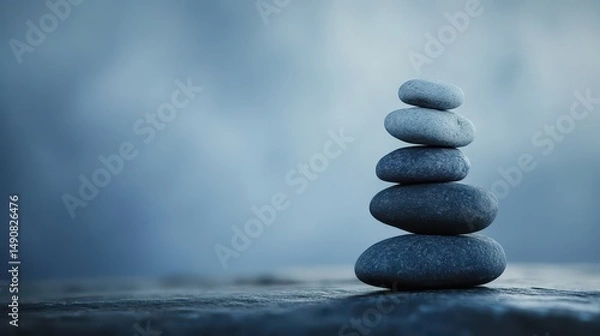 Fototapeta Balanced stones create tranquility in nature