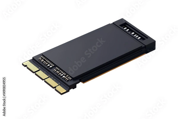 Fototapeta Unveiling a sleek modern NVMe SSD the future of high speed storage promising lightning fast on transparent background