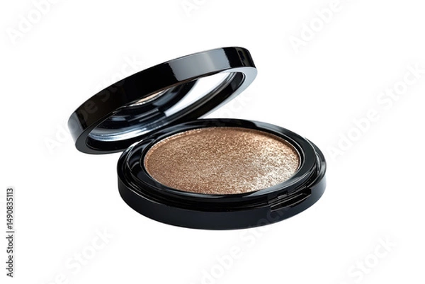 Fototapeta Unveiling shimmering gold compact a radiant touch for adding subtle glamour and highlighting on transparent background