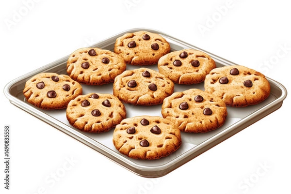 Fototapeta Warm golden chocolate chip cookies fresh from the oven promising sweet indulgence and on transparent background