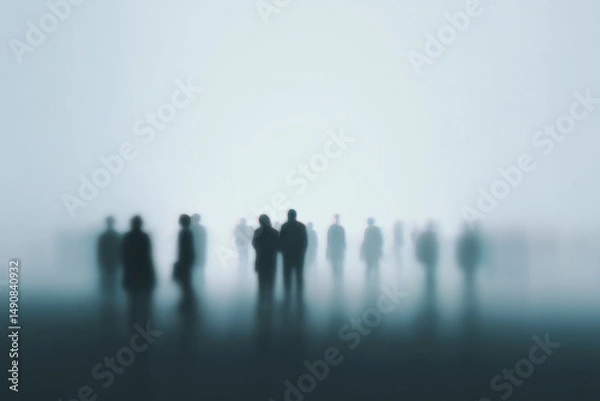 Fototapeta minimalistic scene captures essence of themed party with indistinct figures providing lively background ambiance