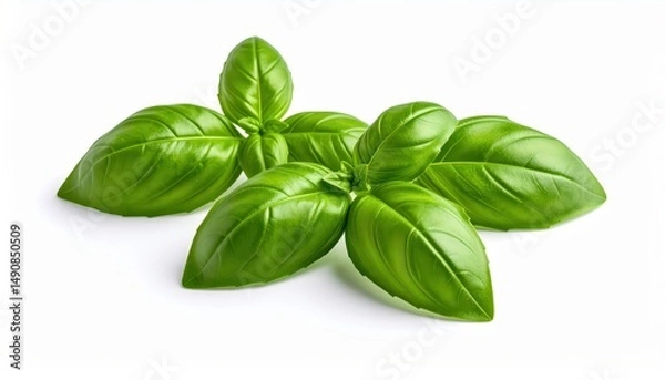 Fototapeta  fresh basil isolated on white background, organic and healthy food, raw vegetable