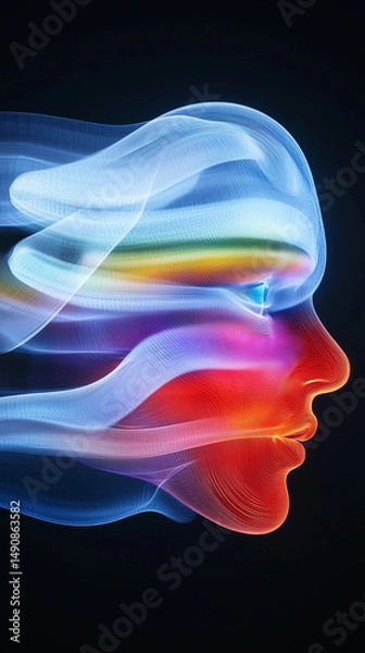 Obraz Abstract face made by colorful lights on a black background. 