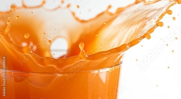 Fototapeta Squeezed Grapefruit Splash Close Up - Refreshing grapefruit juice splash, vibrant color, healthy drink, juicy citrus, summer refreshment