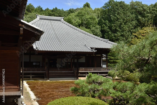 Fototapeta 夏の随心院　本堂と庭園(京都市山科区)