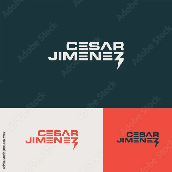 Fototapeta Text Casar Jimene Power logo design template vector eps
