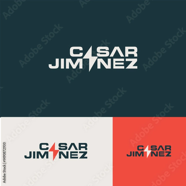 Fototapeta Text Casar Jimene Power logo design template vector eps