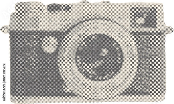 Fototapeta Retro Halftone Camera Illustration evokes Vintage Photography aesthetics, perfect for nostalgia projects and stylish editorial content.
