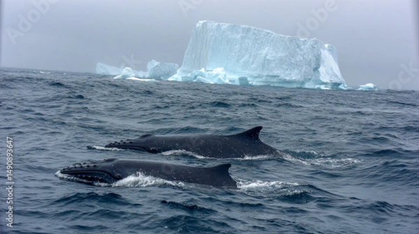 Obraz A whale jumping out of the water against a beautiful backdrop
