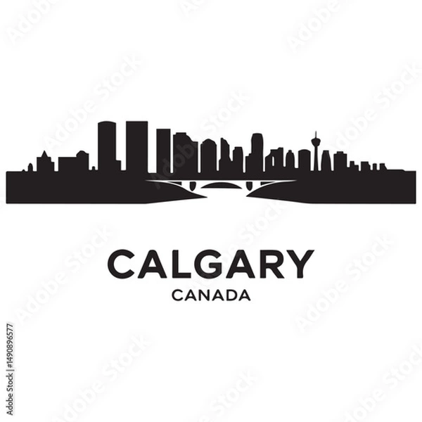 Obraz Calgary skyline horizontal banner. Black Calgary, Canada. Vector template for your design. Vector black silhouette. with white background