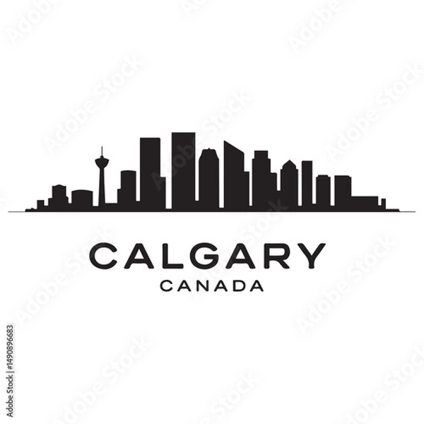 Obraz Calgary skyline horizontal banner. Black Calgary, Canada. Vector template for your design. Vector black silhouette. with white background