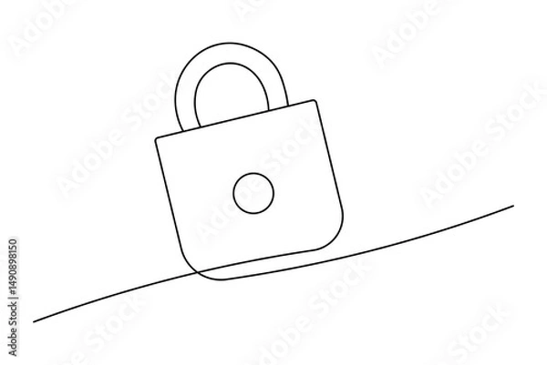 Fototapeta Lock icon continuous one line drawing outline  vector illustration
