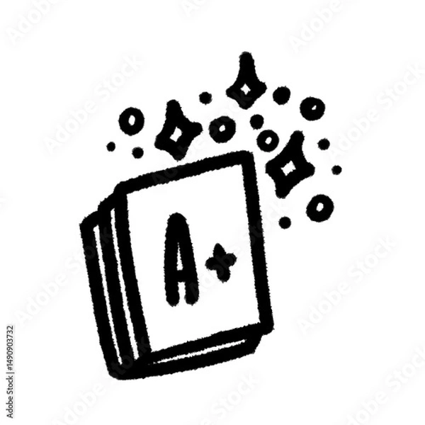 Fototapeta grade a+ png cute cartoon handwrite design kid and art doodle retro design pen outline element