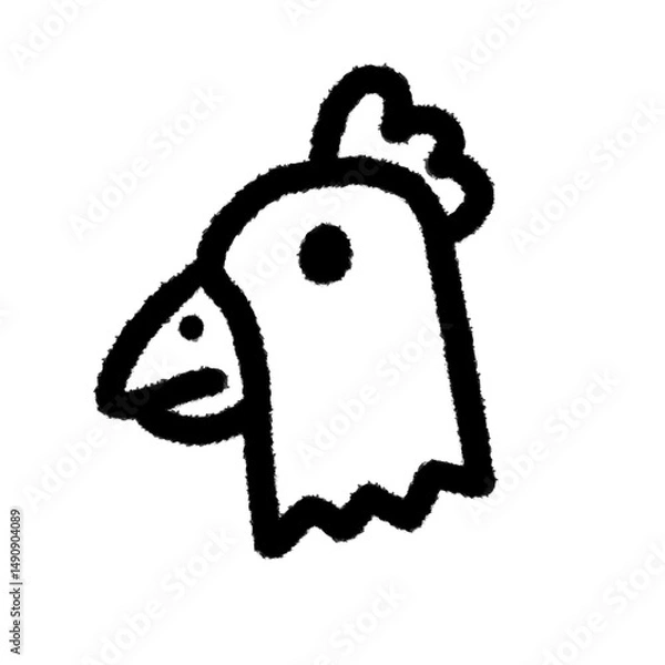 Fototapeta chicken png cute cartoon handwrite design kid and art doodle retro design pen outline element