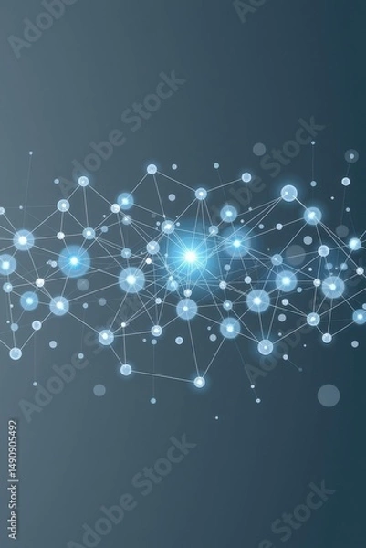 Obraz Glowing Blue Particle Network Abstract Background