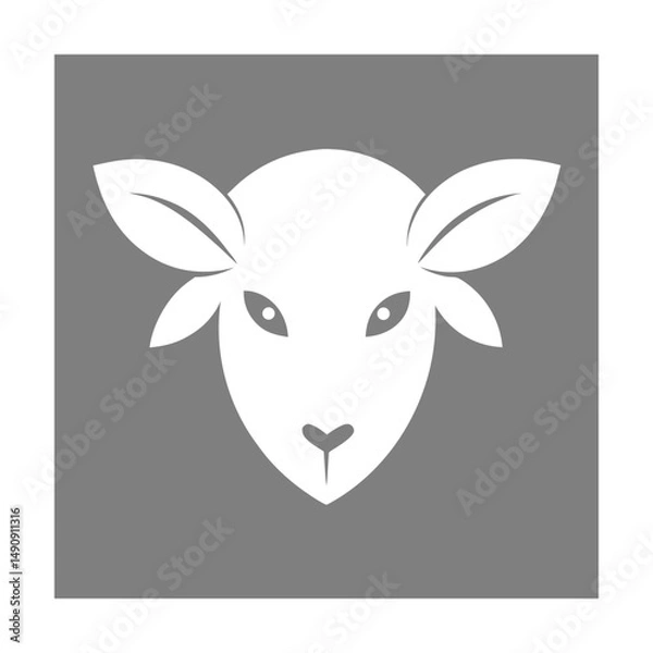 Fototapeta Clean Light Grey Sheep Head Logo with Minimal Curves