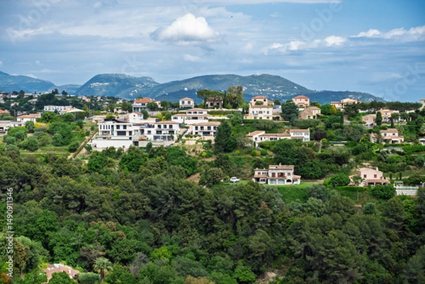 Obraz Cremat village in France, with mountains and green forest