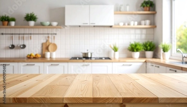 Obraz Wooden Tabletop in Kitchen.