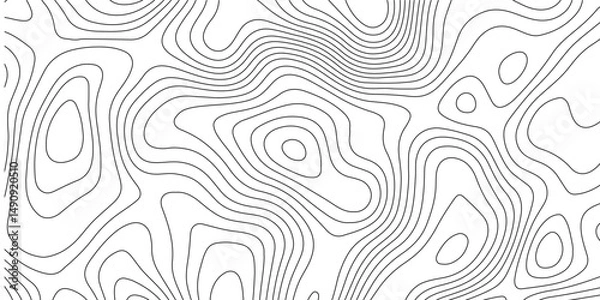 Fototapeta White topology and topography vector design abstract background contour map texture for print works . black curve line background with wave shape vector illustration